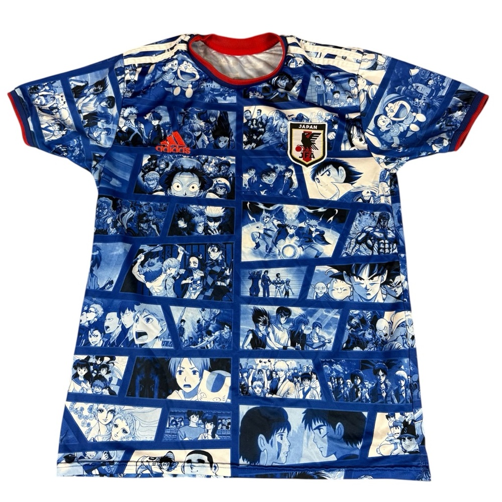 Adidas Japan JFA Cartoon Anime Manga Football Soccer Jersey Blue White Medium